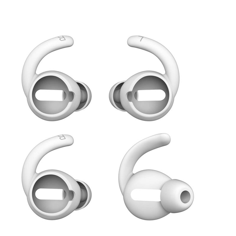 REEYEAR Anti-Slip Earhooks Soft Silicone Skin Compatible with Apple Airpods 2 & 1 Lightweight Sound Quality Enhancement for Headphones Outdoor Activities in-Ear EarHook 2 Pairs White - Image 1